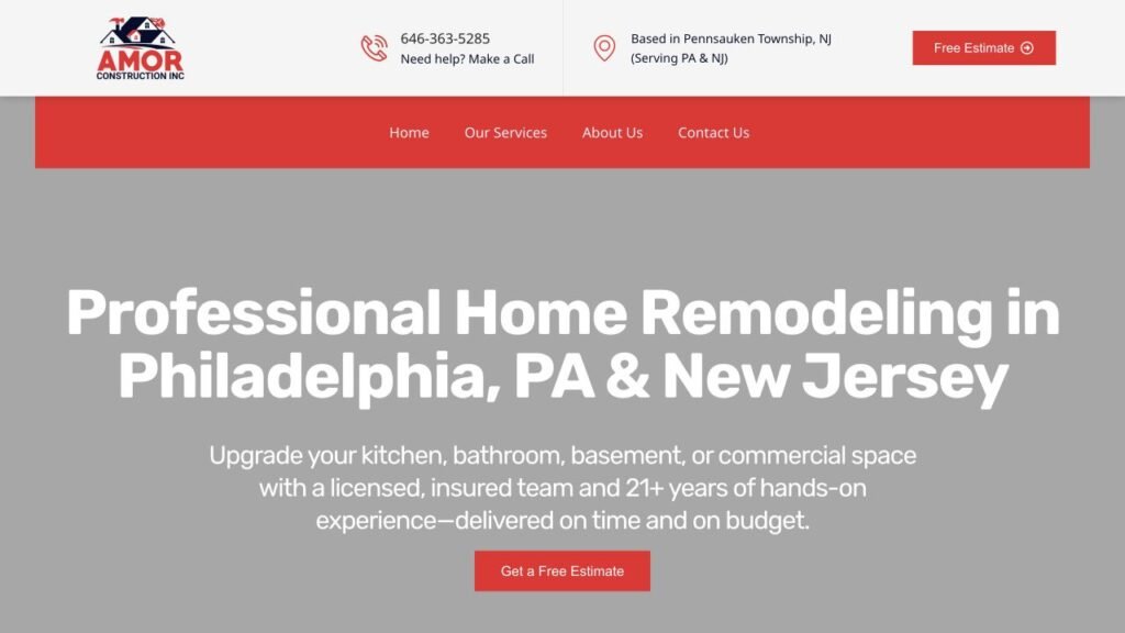 Amor Construction website