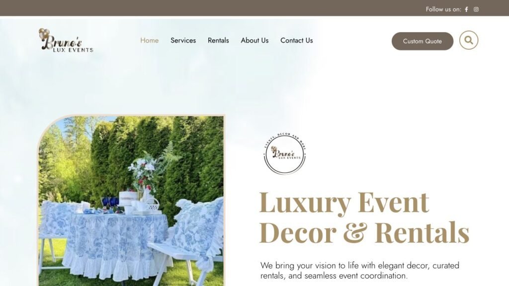 Bruno’s Lux Events website
