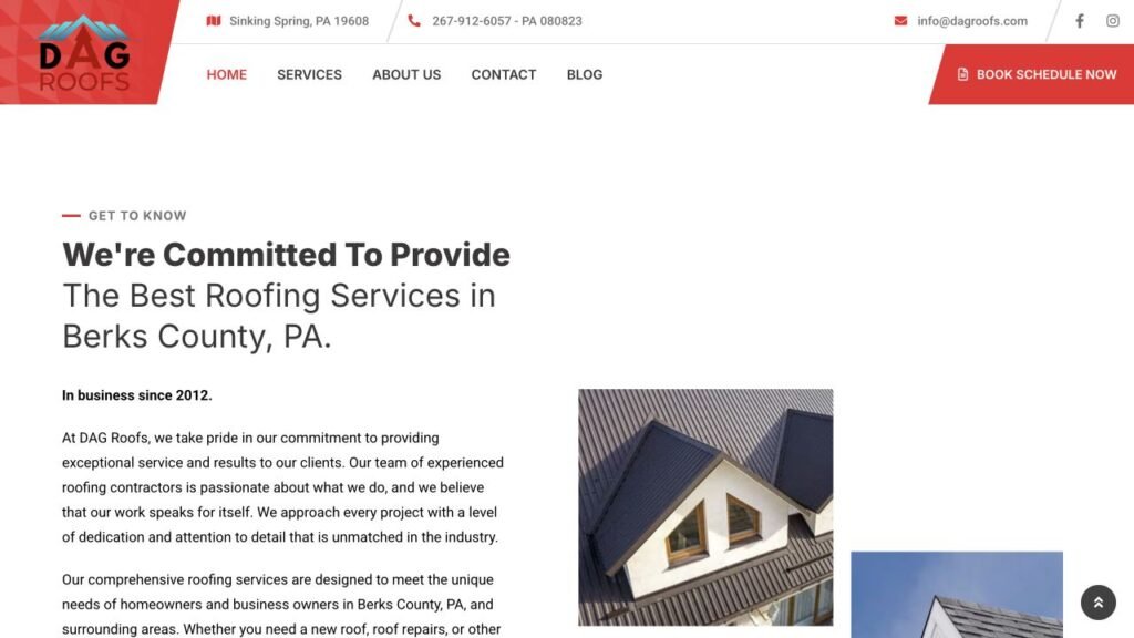 DAG Roofs website