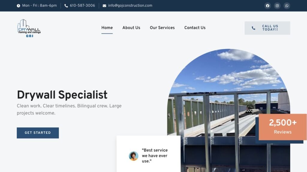 GOJ Construction website