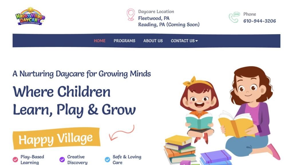 Happy Village Daycare website