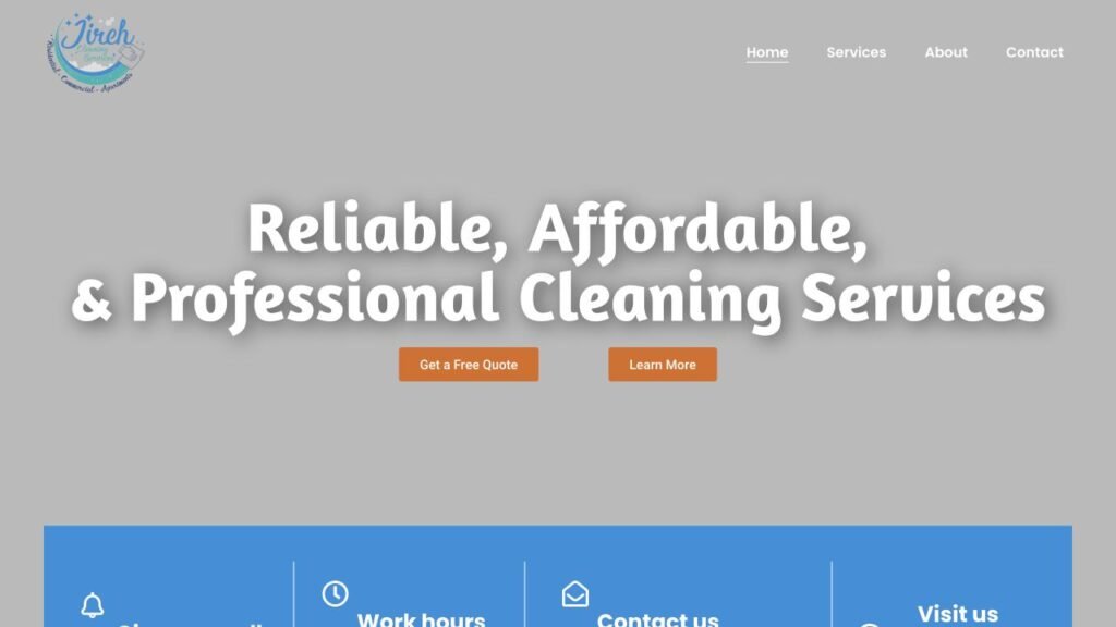 Jireh Cleaning Services website