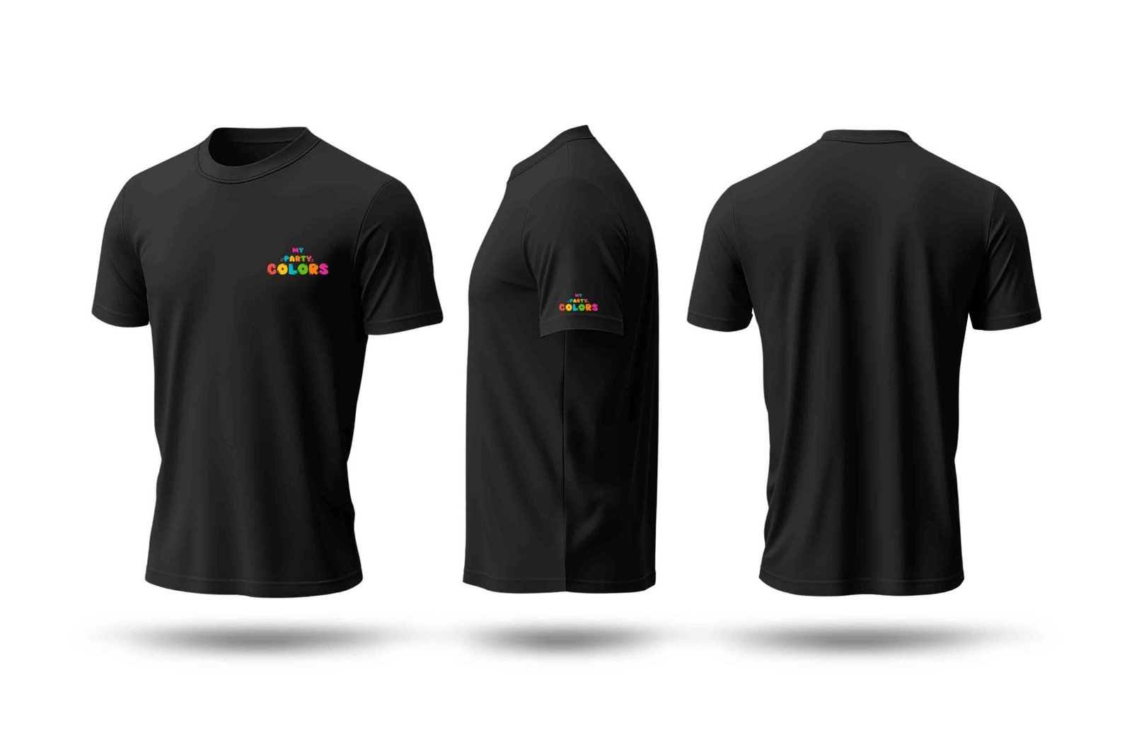 My Party Colors branded shirt concepts from the identity manual