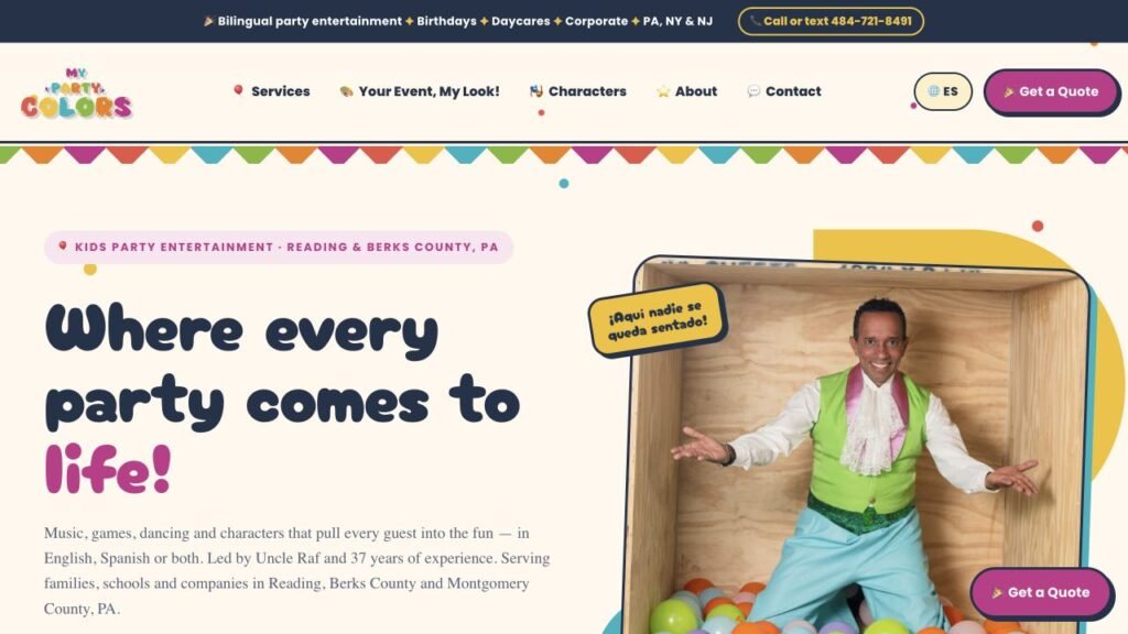My Party Colors website