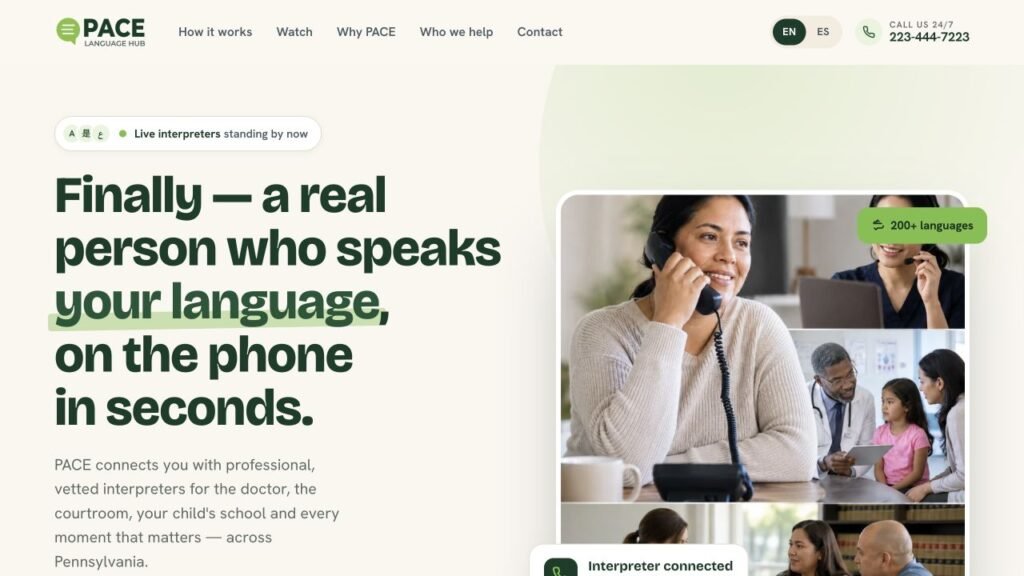 PACE Language Hub website