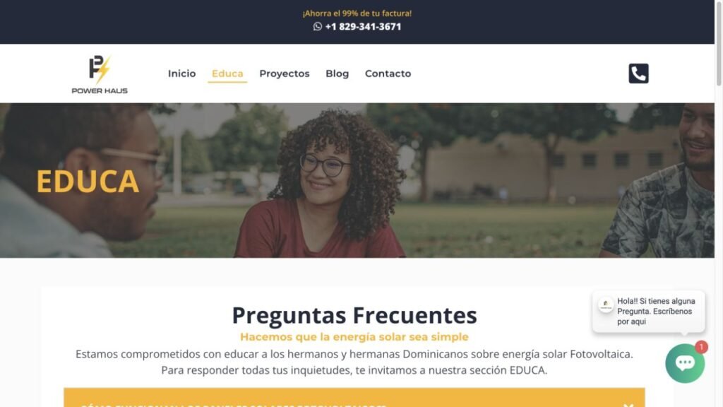 Power Haus Educa page with its restored banner image