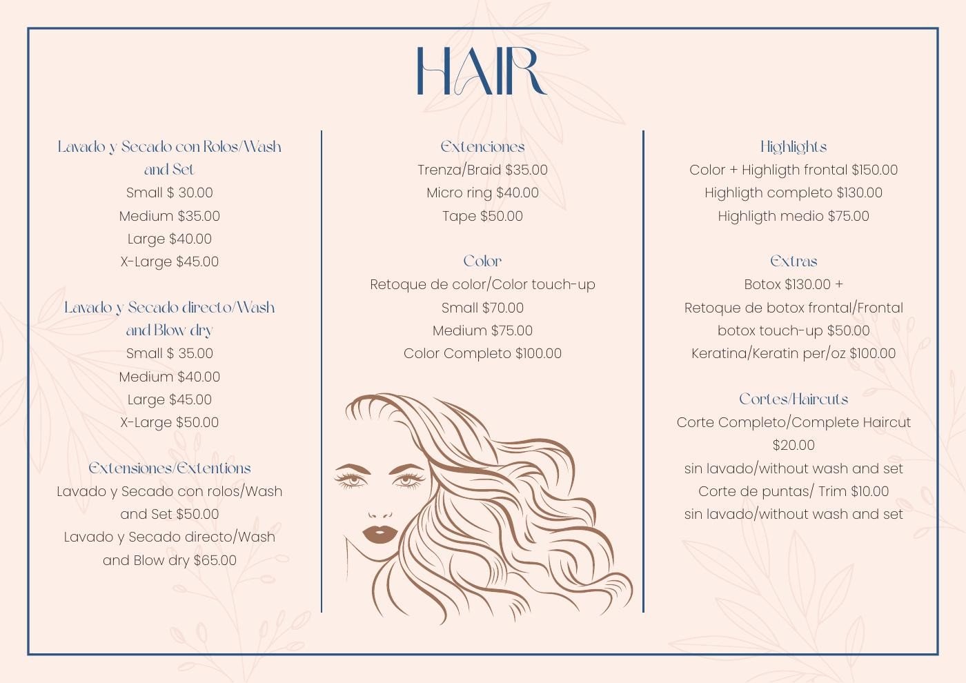 Original 2023 Season’s hair service brochure design