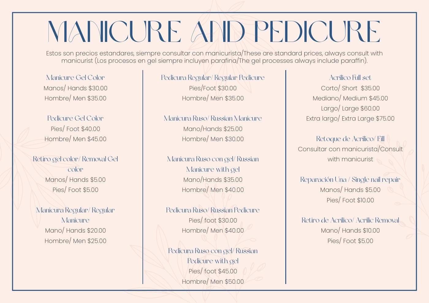 Original 2023 Season’s manicure and pedicure service brochure design