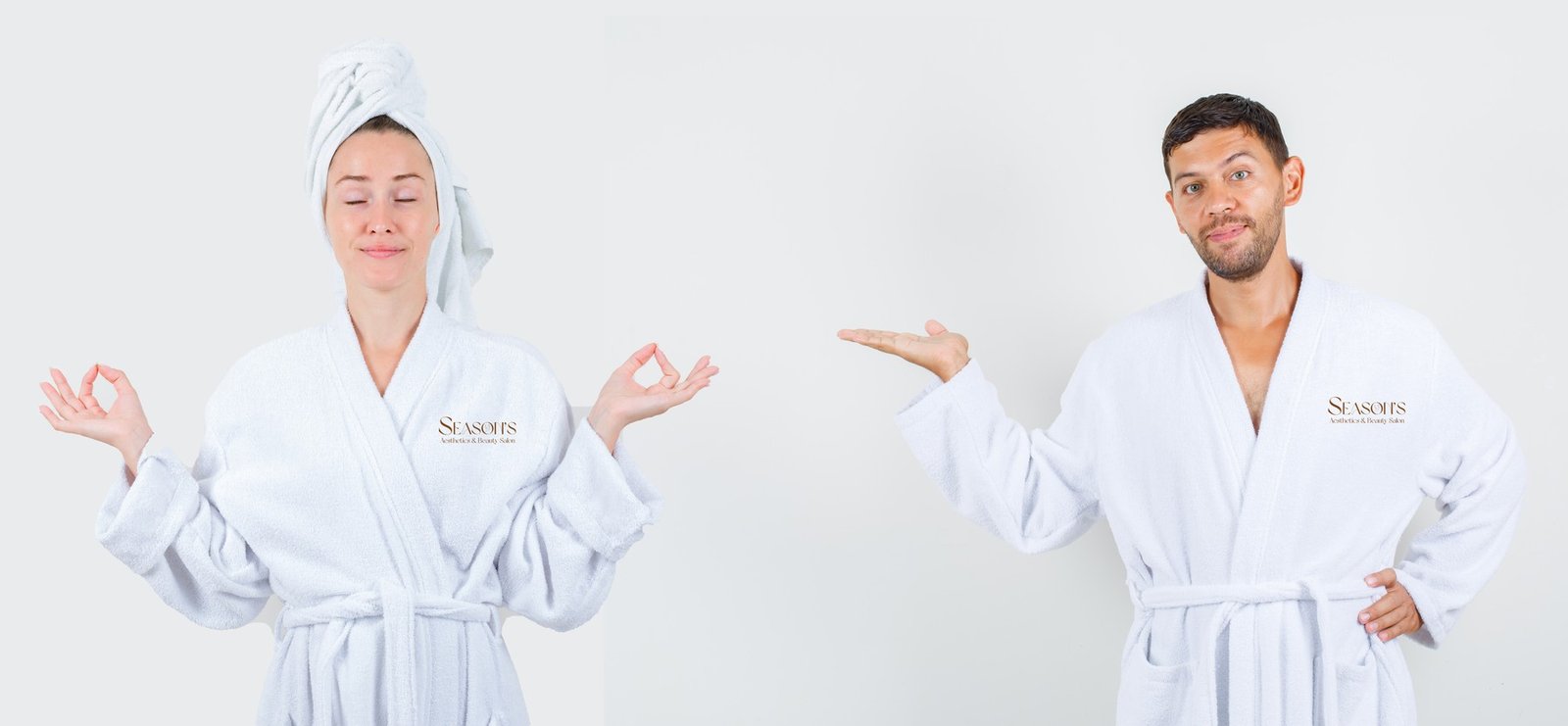 Original Season’s brand application concept showing the logo on spa robes