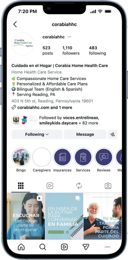 Corabia Home Health Care Instagram profile and content