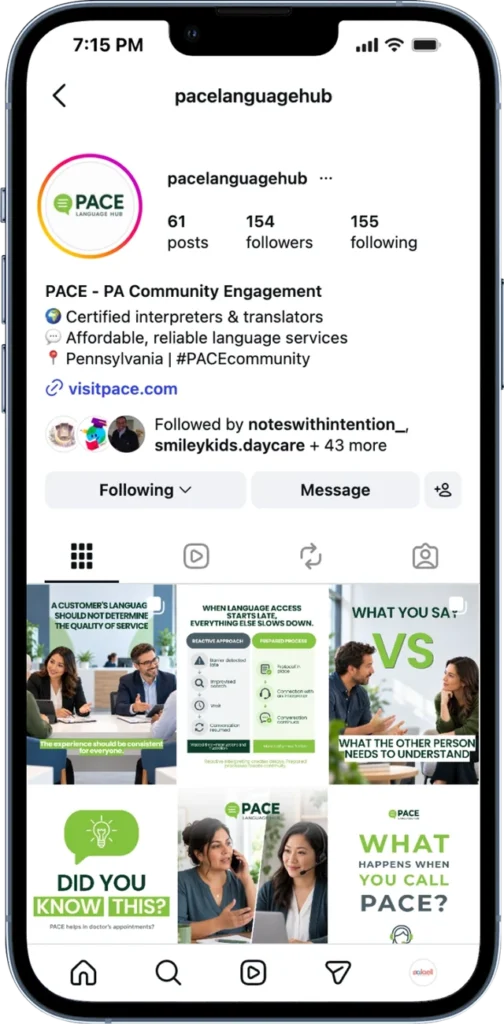 PACE Language Hub Instagram work