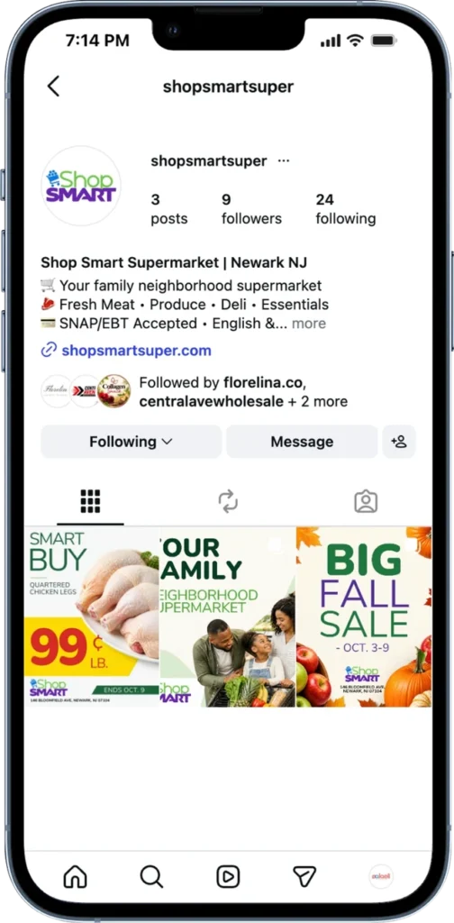 Shop Smart Supermarket Instagram profile and content