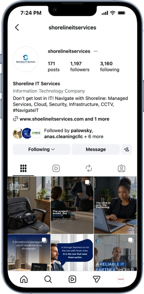 Shoreline IT Services Instagram profile and content