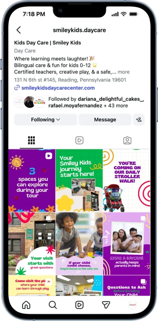 Smiley Kids Daycare Instagram profile and content